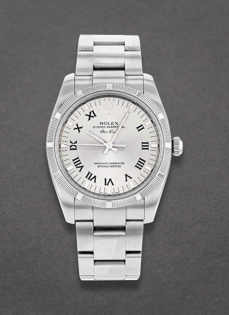 Pre-Owned Rolex Air-King 34mm in Steel with Engine Turn Bezel