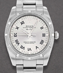 Air-King 34mm in Steel with Engine Turn Bezel on Oyster Bracelet with Silver Roman Dial