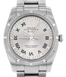 Air-King 34mm in Steel with Engine Turn Bezel on Oyster Bracelet with Silver Roman Dial
