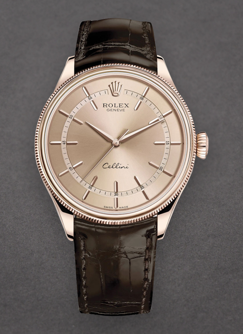 Rolex Unworn Cellini Time 39mm in Rose Gold with Domed & Fluted Bezel