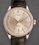Cellini Time 39mm in Rose Gold with Domed & Fluted Bezel on Strap with Pink Stick Dial