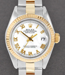 Datejust 26mm Ladies in Steel with Yellow Gold Fluted Bezel on Oyster Bracelet with White Roman Dial