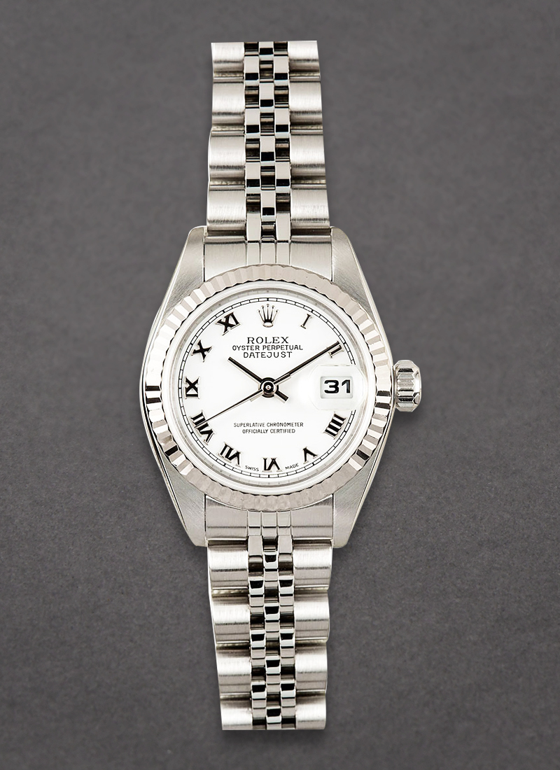 Pre-Owned Rolex Lady's Datejust in Steel with White Gold Fluted Bezel