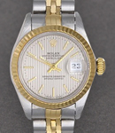 2-Tone Datejust 26mm in Steel with Yellow Gold Fluted Bezel on Jubilee Bracelet with Silver Tapestry Stick Dial