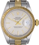 2-Tone Datejust 26mm in Steel with Yellow Gold Fluted Bezel on Jubilee Bracelet with Silver Tapestry Stick Dial