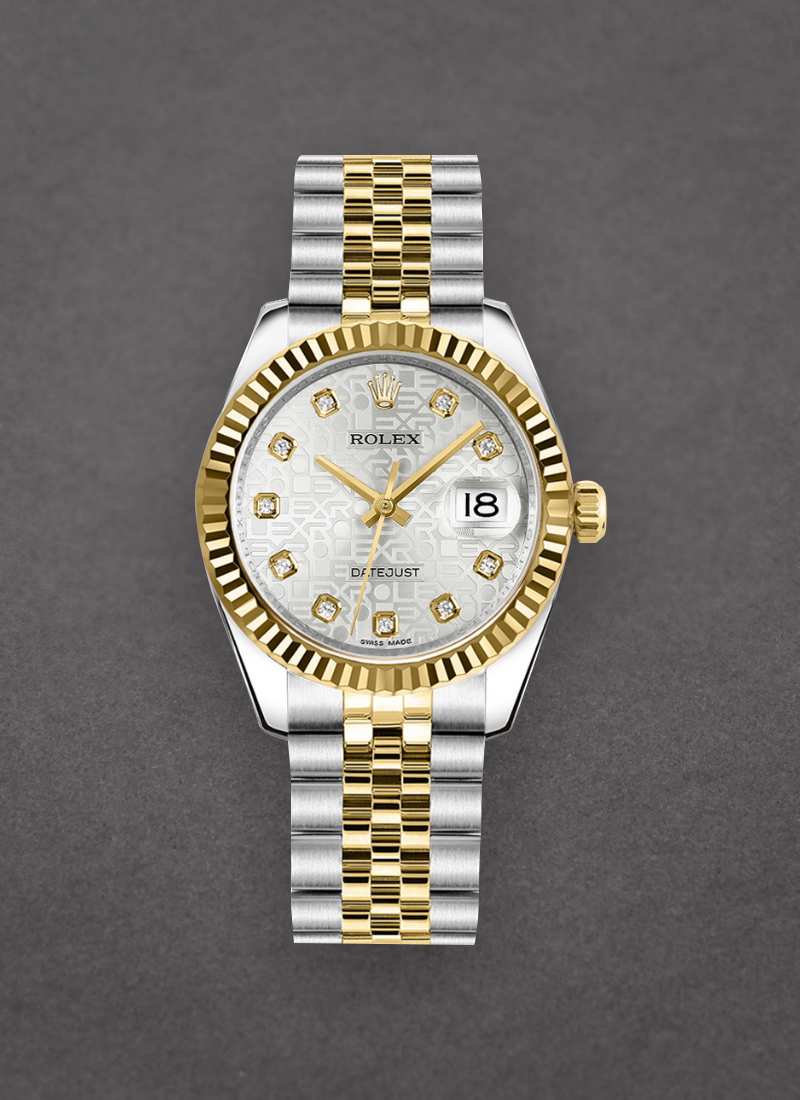 Pre-Owned Rolex Mid Size Datejust 31mm in Steel with Yellow Gold Fluted Bezel