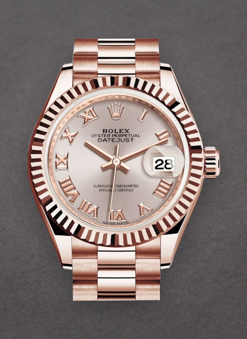 Rolex Unworn Datejust 28mm in Rose Gold with Fluted Bezel