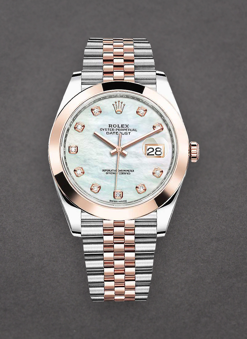 Rolex Unworn Datejust 41mm in Steel with Rose Gold Domed Bezel