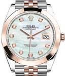 Datejust 41mm in Steel with Rose Gold Domed Bezel on Steel and Rose Gold Jubilee Bracelet with MOP Diamond Dial