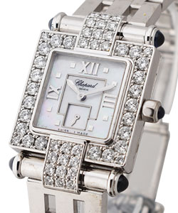 Imperiale Square with Diamond Bezel and Lugs in White Gold on Bracelet with MOP Dial