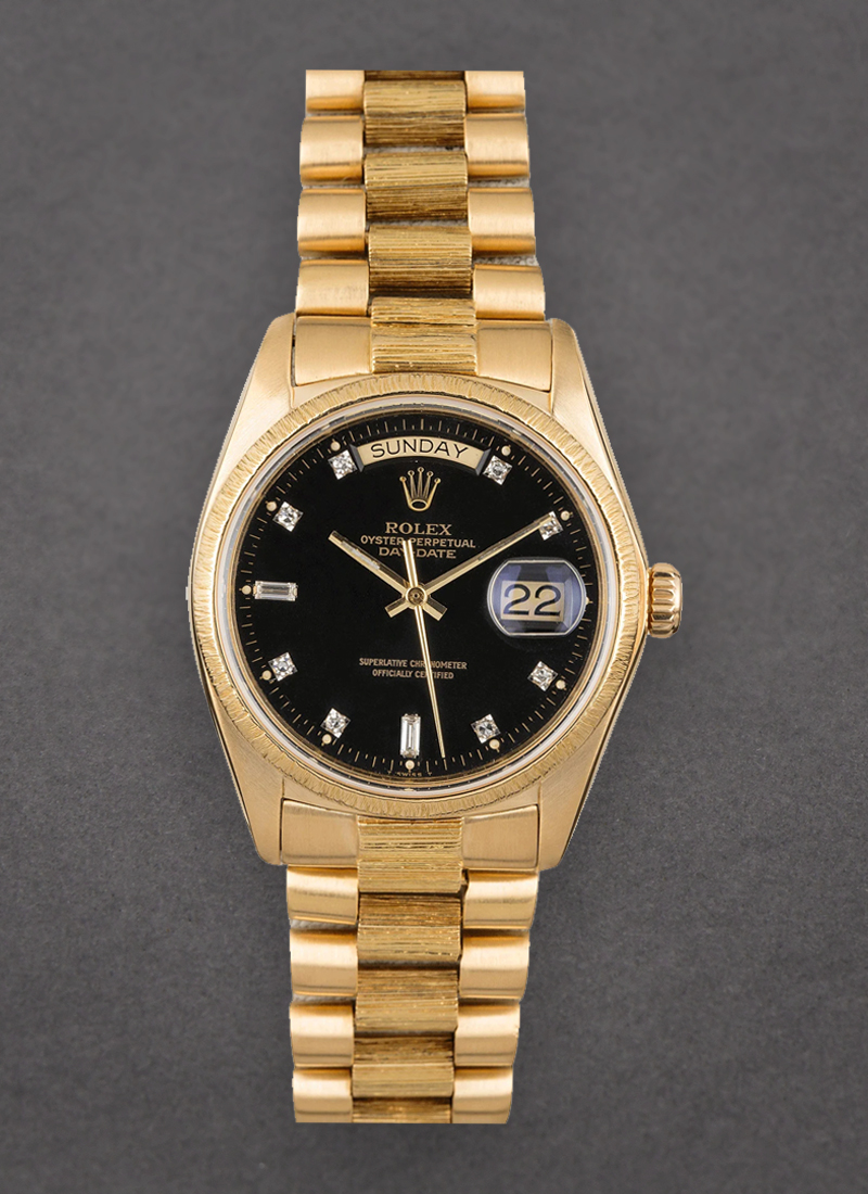 Pre-Owned Rolex President Double Quick 36mm in Yellow Gold with Bark Bezel