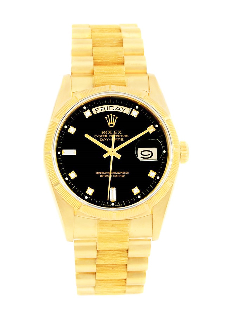 Pre-Owned Rolex President Double Quick 36mm in Yellow Gold with Bark Bezel