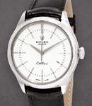 Cellini Time in White Gold on Strap with White Stick Dial