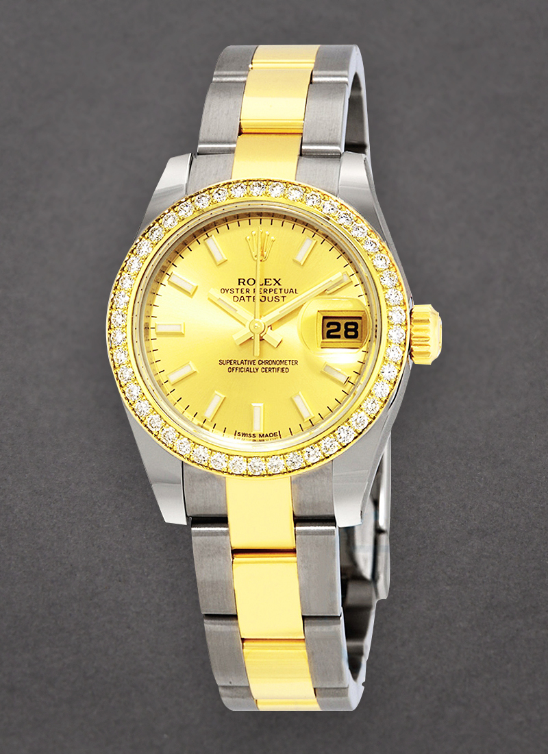 Rolex Unworn Ladies Datejust 26mm in Steel with Yellow Gold Diamond Bezel