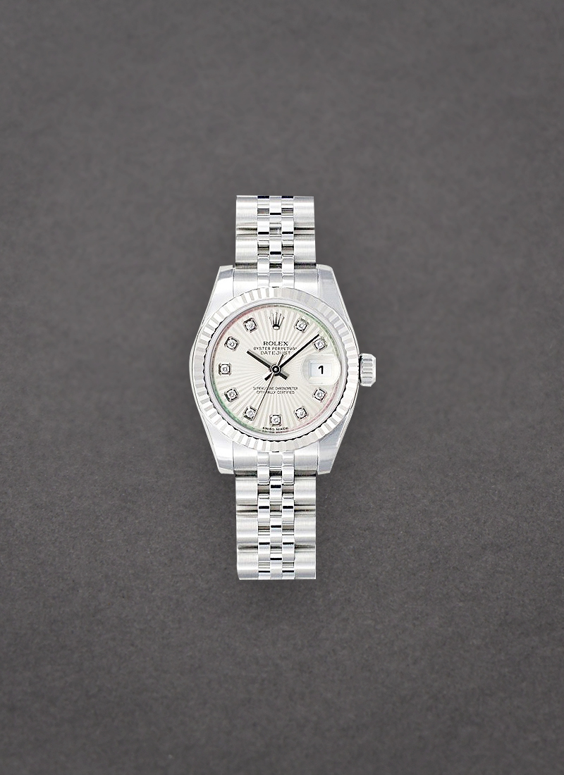 Rolex Unworn Ladies Datejust 26mm in Steel with White Gold Fluted Bezel