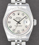 Ladies Datejust 26mm in Steel with White Gold Fluted Bezel on Jubilee Bracelet with Ivory Sunbeam Diamond Dial