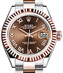 Lady's 2-Tone Datejust 26mm  on Oyster Bracelet with Chocolate Roman Dial