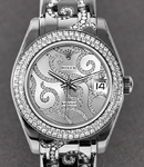 Mid Size Masterpiece Arabesque 34mm in White Gold with Diamond Bezel on Pearlmaster Bracelet with Pave Diamond Dial