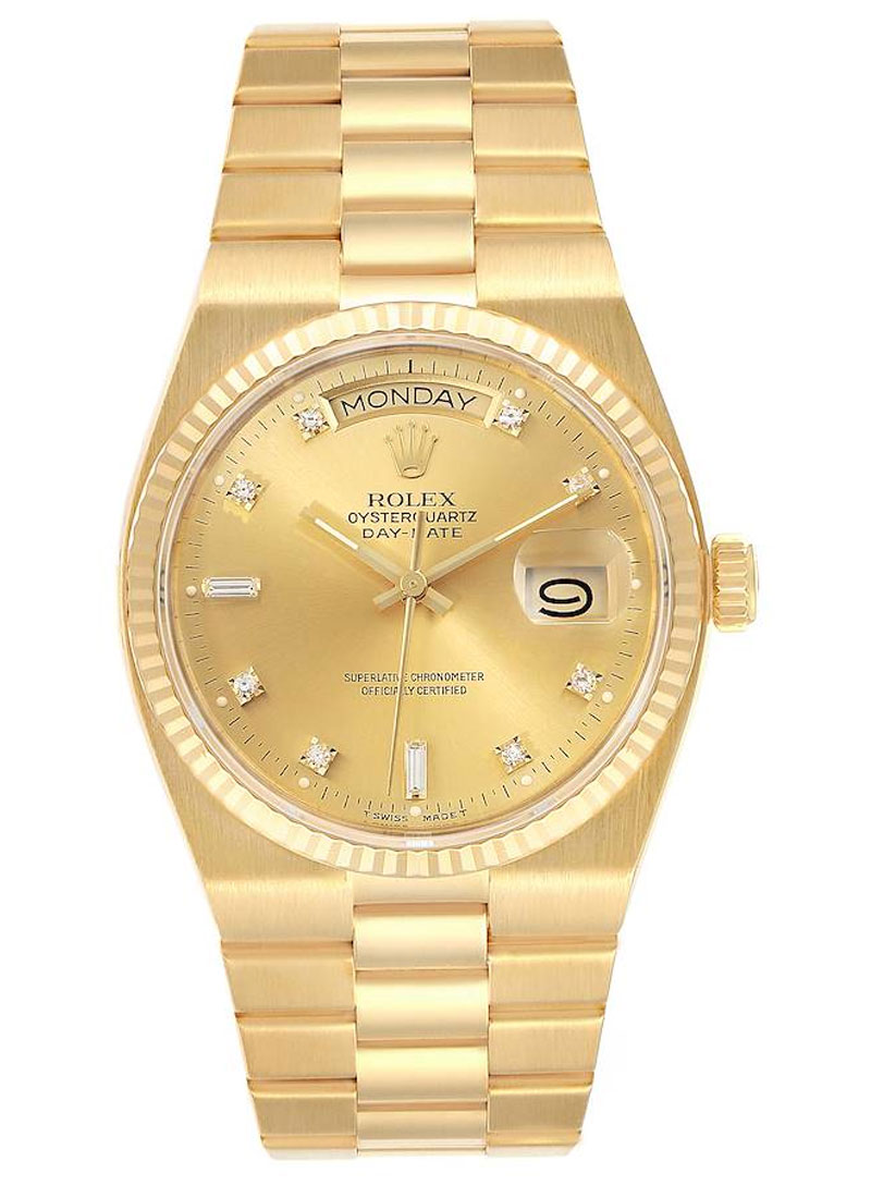 Pre-Owned Rolex President Day-Date 36mm in Yellow Gold with Fluted Bezel 