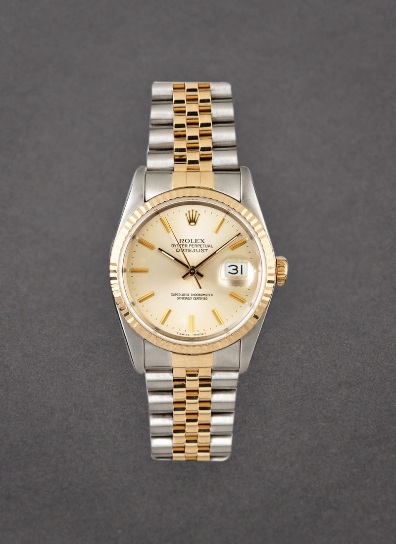 Pre-Owned Rolex 2-Tone Datejust 36mm in Steel with Yellow Gold Fluted Bezel