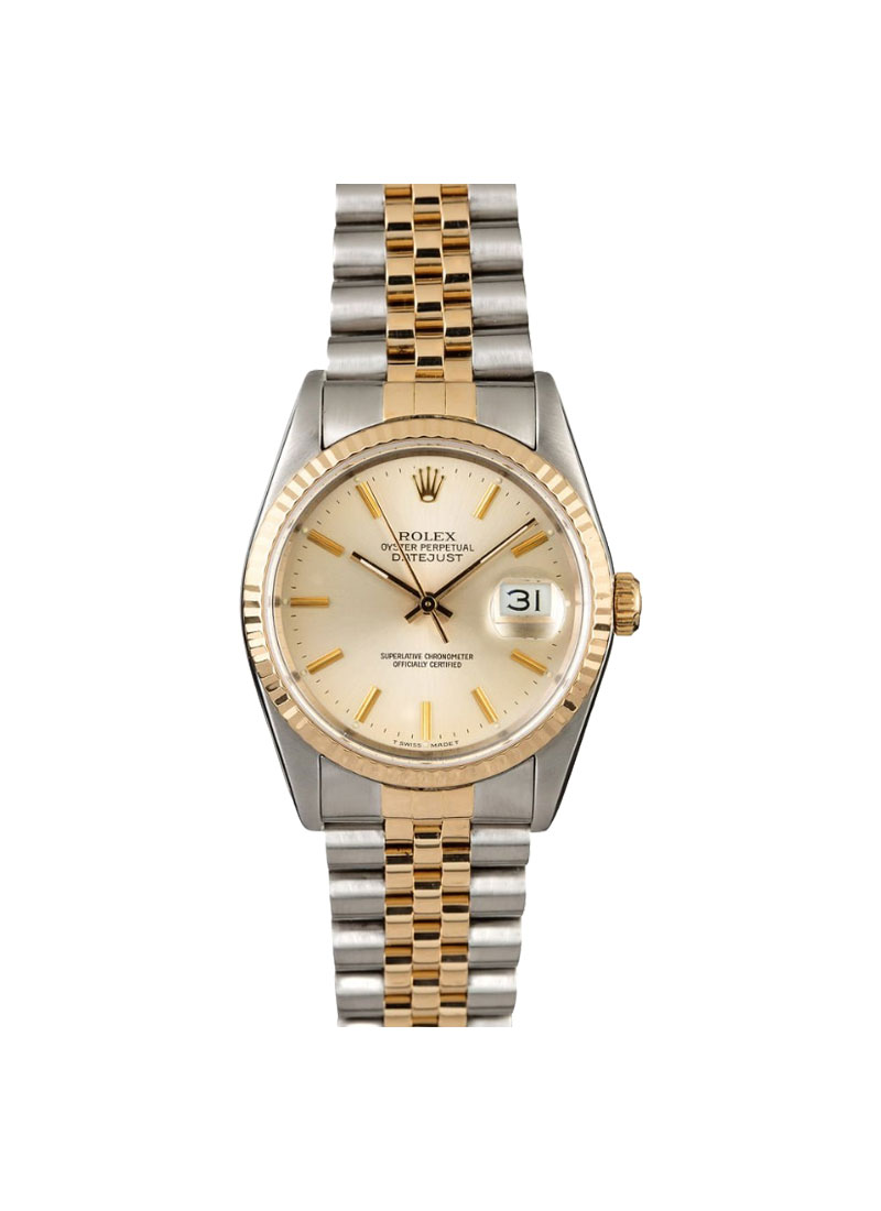 Pre-Owned Rolex 2-Tone Datejust 36mm in Steel with Yellow Gold Fluted Bezel