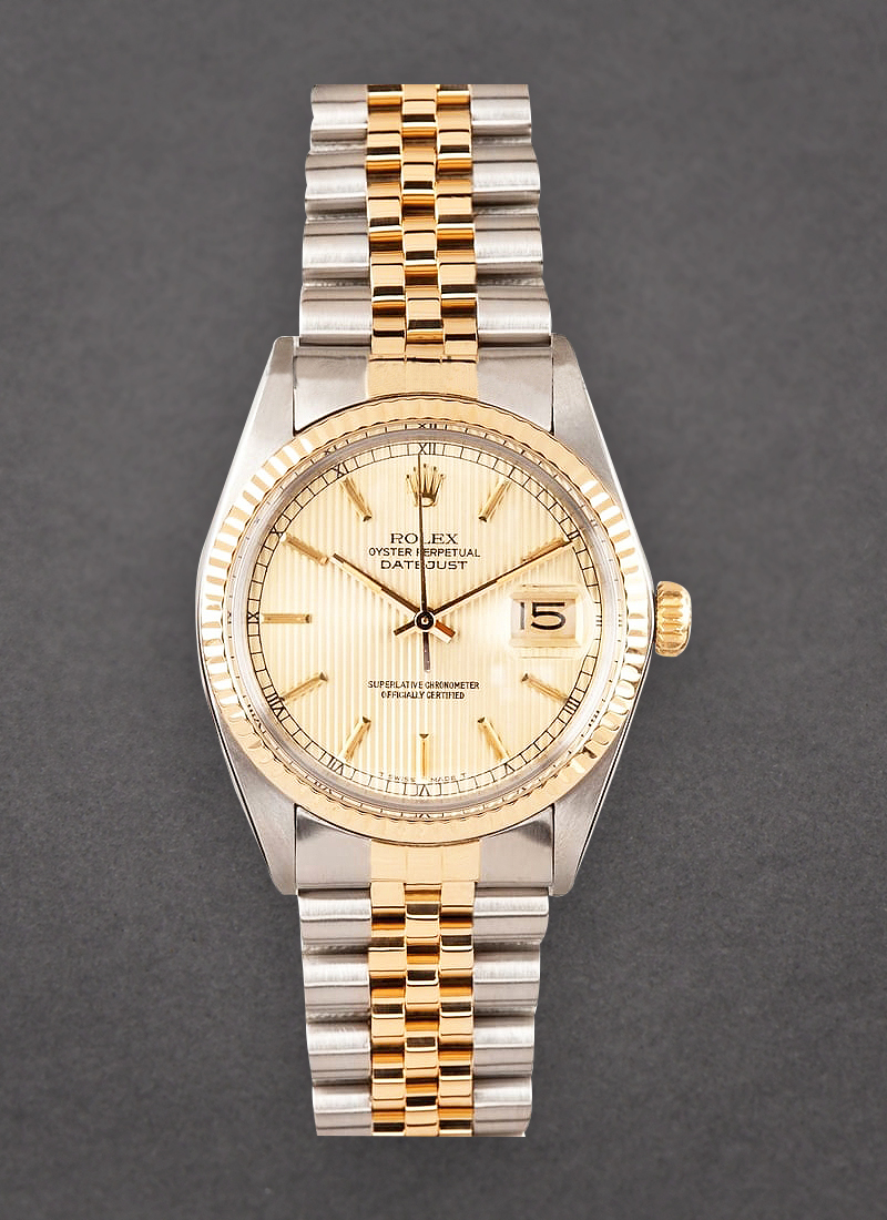 Pre-Owned Rolex Datejust 36mm in Steel with Yellow Gold Fluted Bezel 