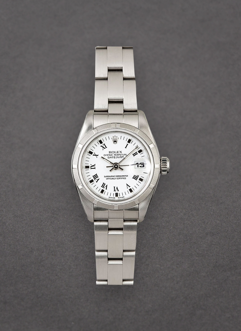 Pre-Owned Rolex Ladies Date 26mm in Steel with Engine Turned Bezel