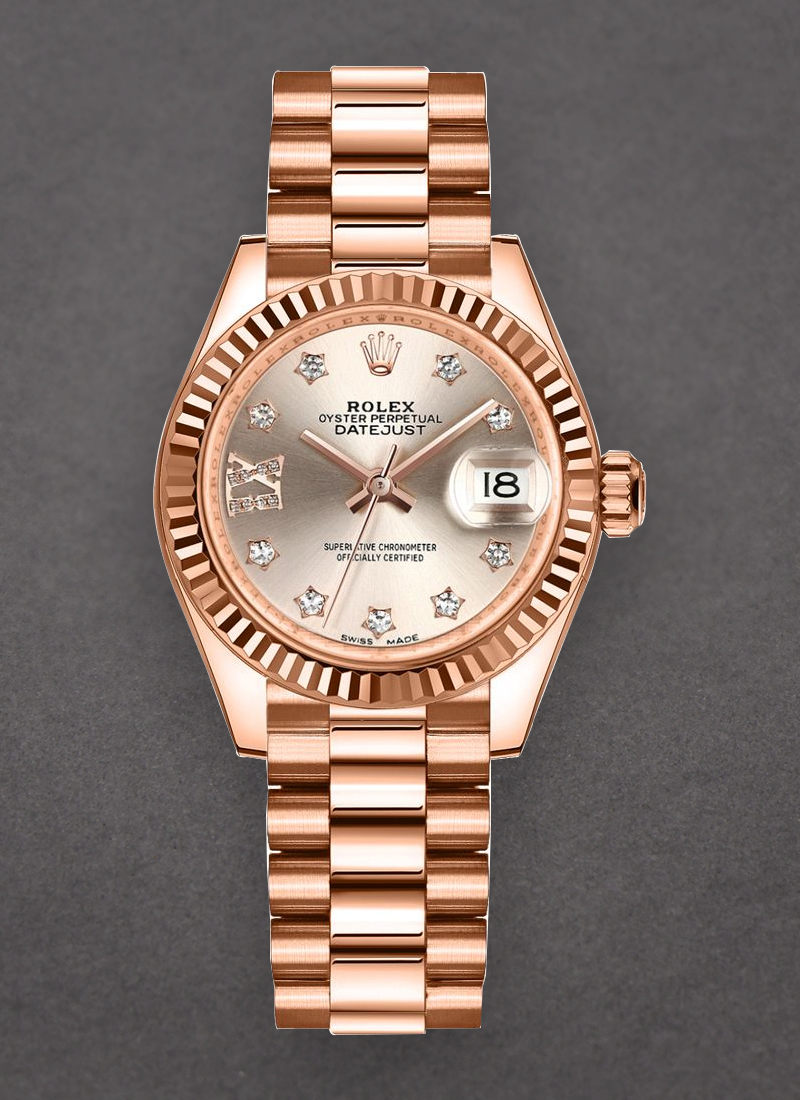 Pre-Owned Rolex President 28mm in Rose Gold with Fluted Bezel 