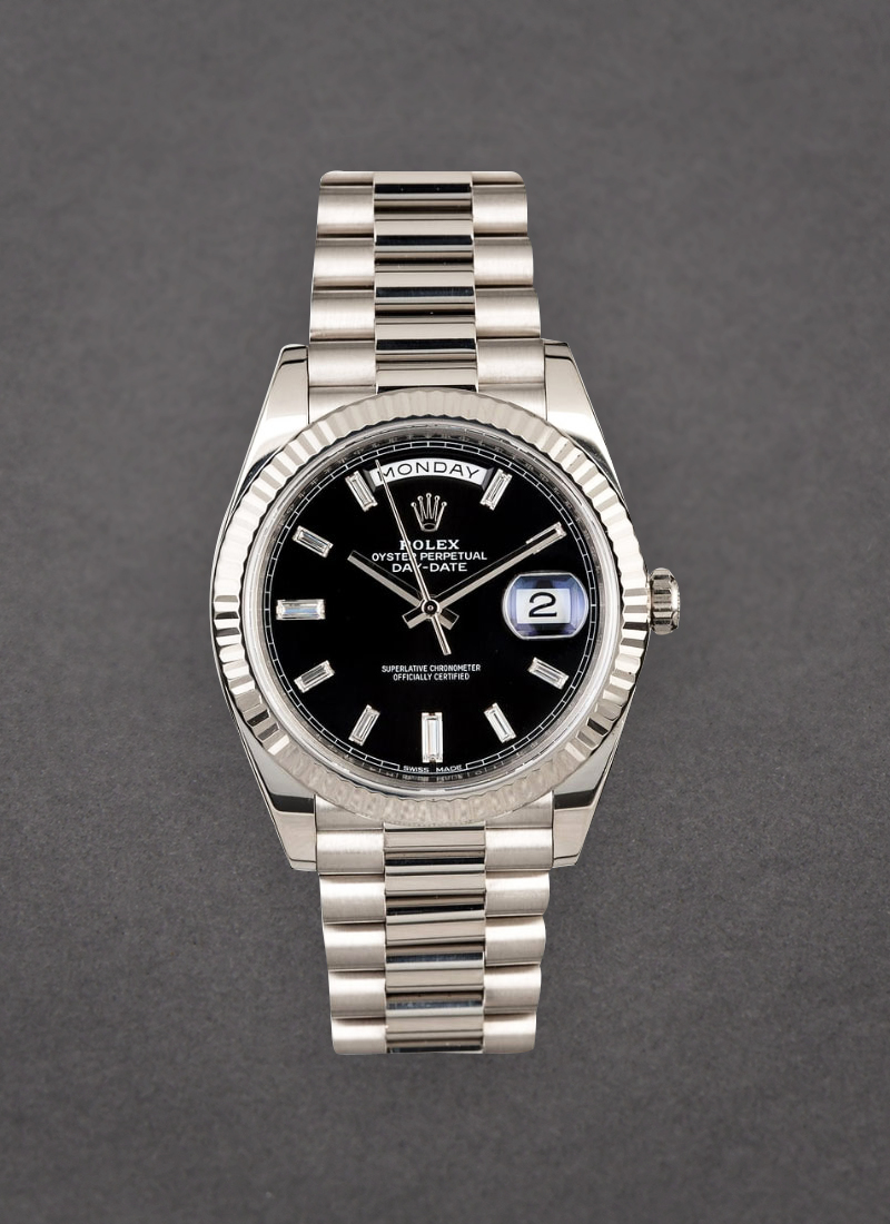 Pre-Owned Rolex President Day Date 40mm in White Gold with Fluted Bezel