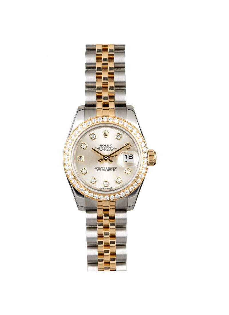 Pre-Owned Rolex Ladies 2 Tone Datejust 26mm in Steel with Yellow Gold Diamond Bezel