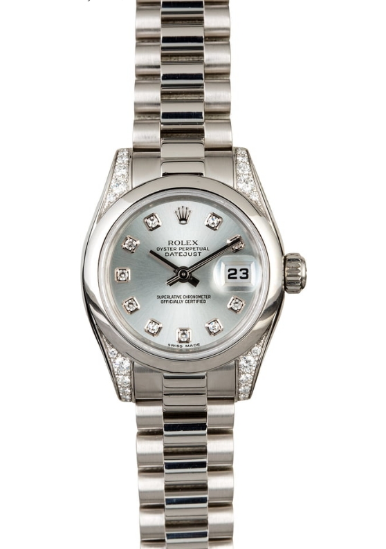 Pre-Owned Rolex Ladies President 26mm in Platinum with Smooth Bezel