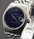 Midsize 31mm Datejust in Steel with Jubilee Bracelet - Fluted Bezel Blue Stick Dial - Circa Year 2000