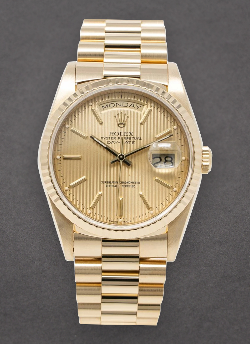 Pre-Owned Rolex President Day-Date 36mm in Yellow Gold with Fluted Bezel