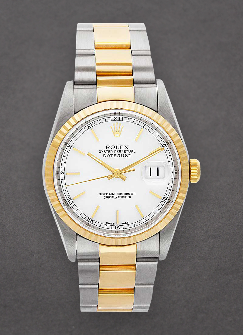 Pre-Owned Rolex Datejust 36mm in Steel with Yellow Gold Fluted Bezel