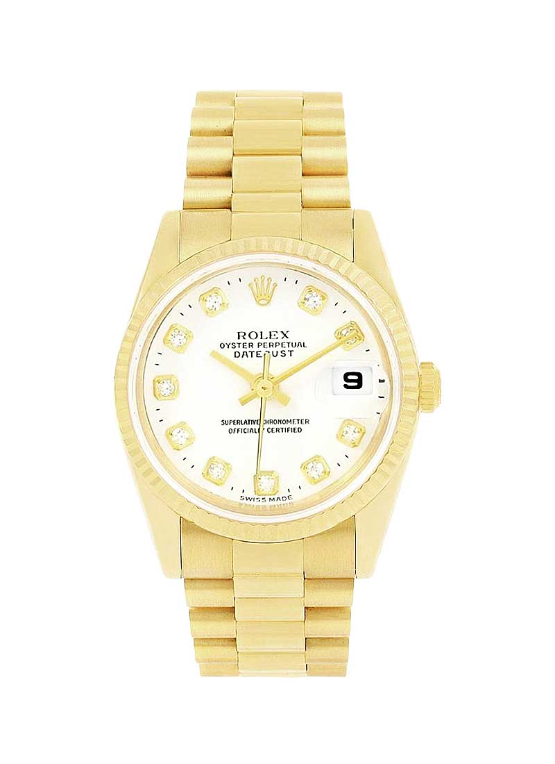 Pre-Owned Rolex Ladies President 26mm in Yellow Gold with Fluted Bezel