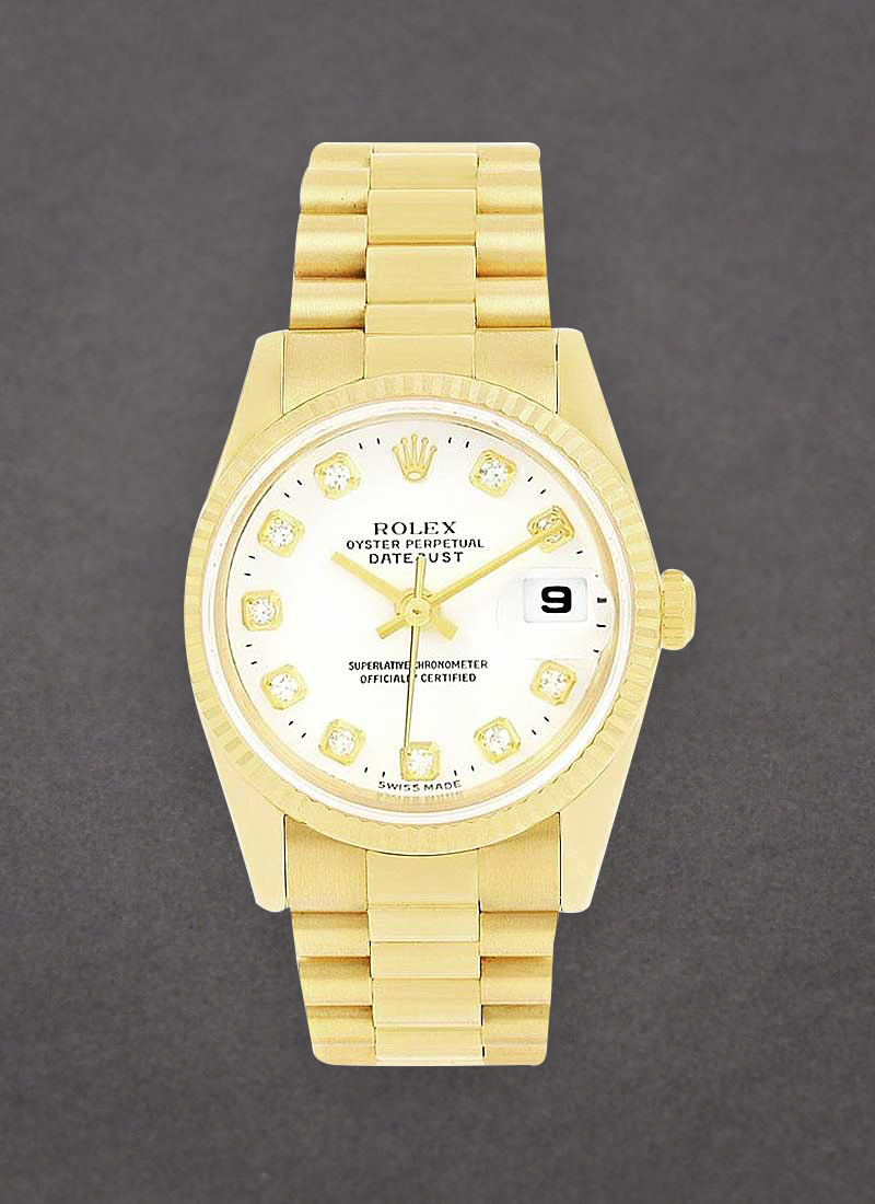 Pre-Owned Rolex Ladies President 26mm in Yellow Gold with Fluted Bezel