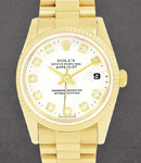 Ladies President 26mm in Yellow Gold with Fluted Bezel on Bracelet with White Diamond Dial