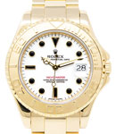 Yacht-Master 35mm Mid Size in Yellow Gold on Oyster Bracelet with White Dial with Black Markers.