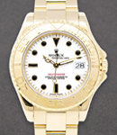 Yacht-Master 35mm Mid Size in Yellow Gold on Oyster Bracelet with White Dial with Black Markers.