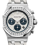 Royal Oak Offshore Chronograph 37mm in Steel with Diamond Bezel On White Rubber Strap with Silver Toned Dial