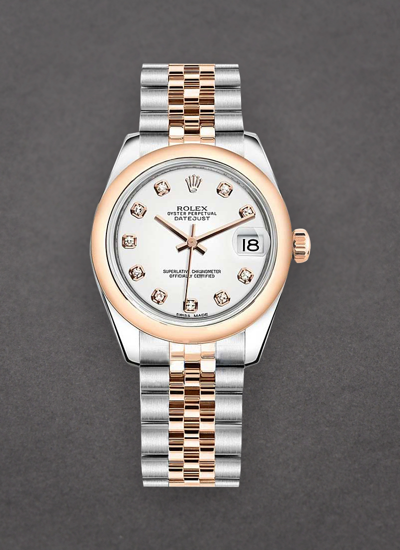 Pre-Owned Rolex Mid Size Datejust 31mm in Steel with Rose Gold Smooth Bezel