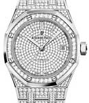 Royal Oak 37mm in White Gold with Diamond Bezel on White Gold Diamond Bracelet with Pave Diamond Dial
