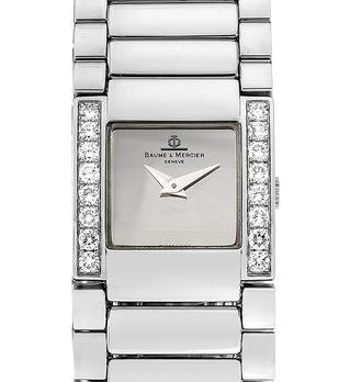 Catwalk in Steel with White Sapphire Bezel on Steel Bracelet with Champagne colored Dial