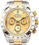 Daytona 40mm in Steel with Yellow Gold Techymeter Bezel on Oyster Bracelet with Champagne Diamond Dial