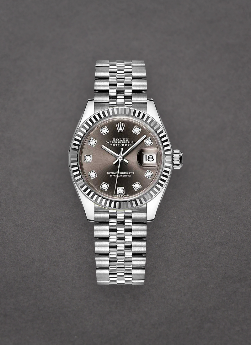 Pre-Owned Rolex Ladies Datejust 28mm in Steel with Fluted Bezel