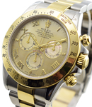 Daytona 40mm in Steel with Yellow Gold Bezel on Oyster Bracelet with Champagne MOP Roman Dial