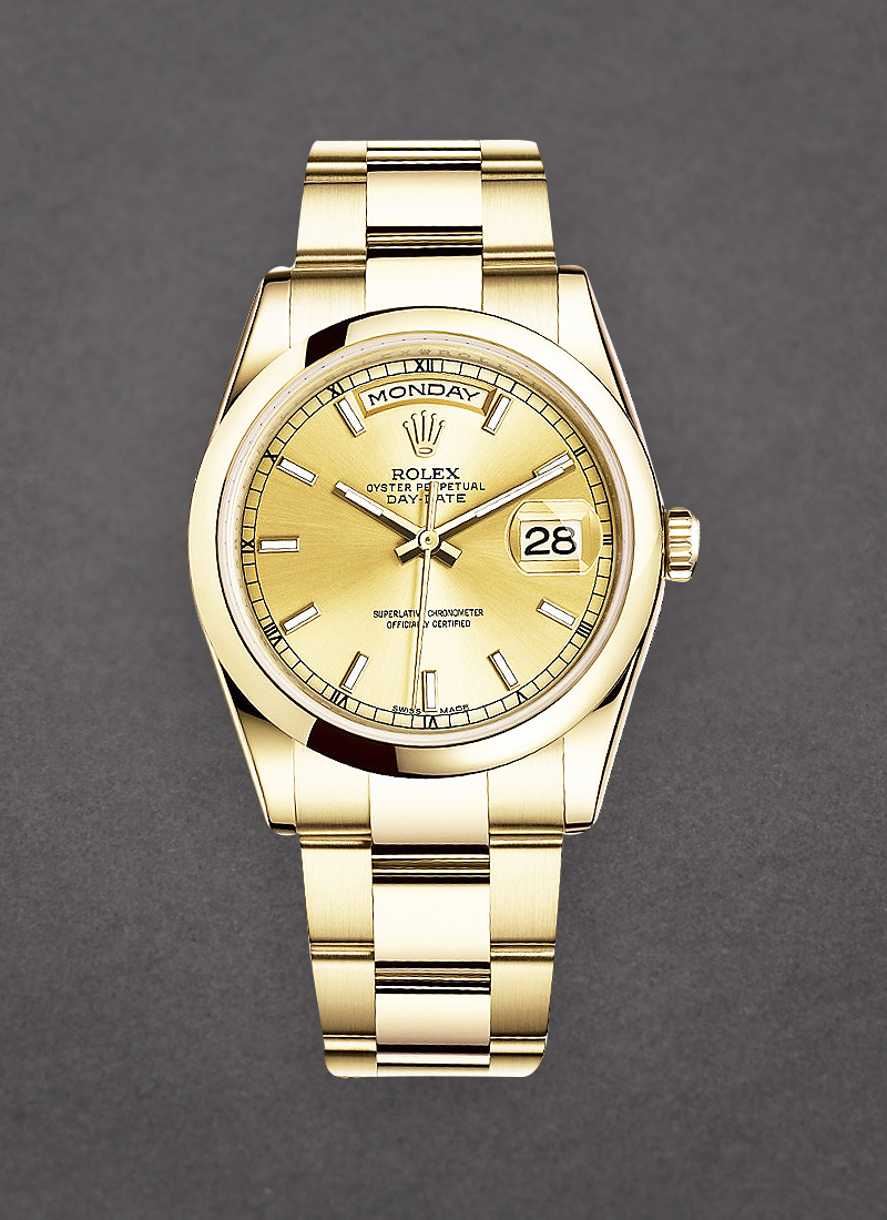 Pre-Owned Rolex Day Date 36mm President in Yellow Gold with Domed Bezel