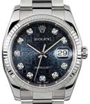 Datejust 36mm in Steel with White Gold Fluted Bezel on Oyster Bracelet with Blue Jubilee Diamond Dial