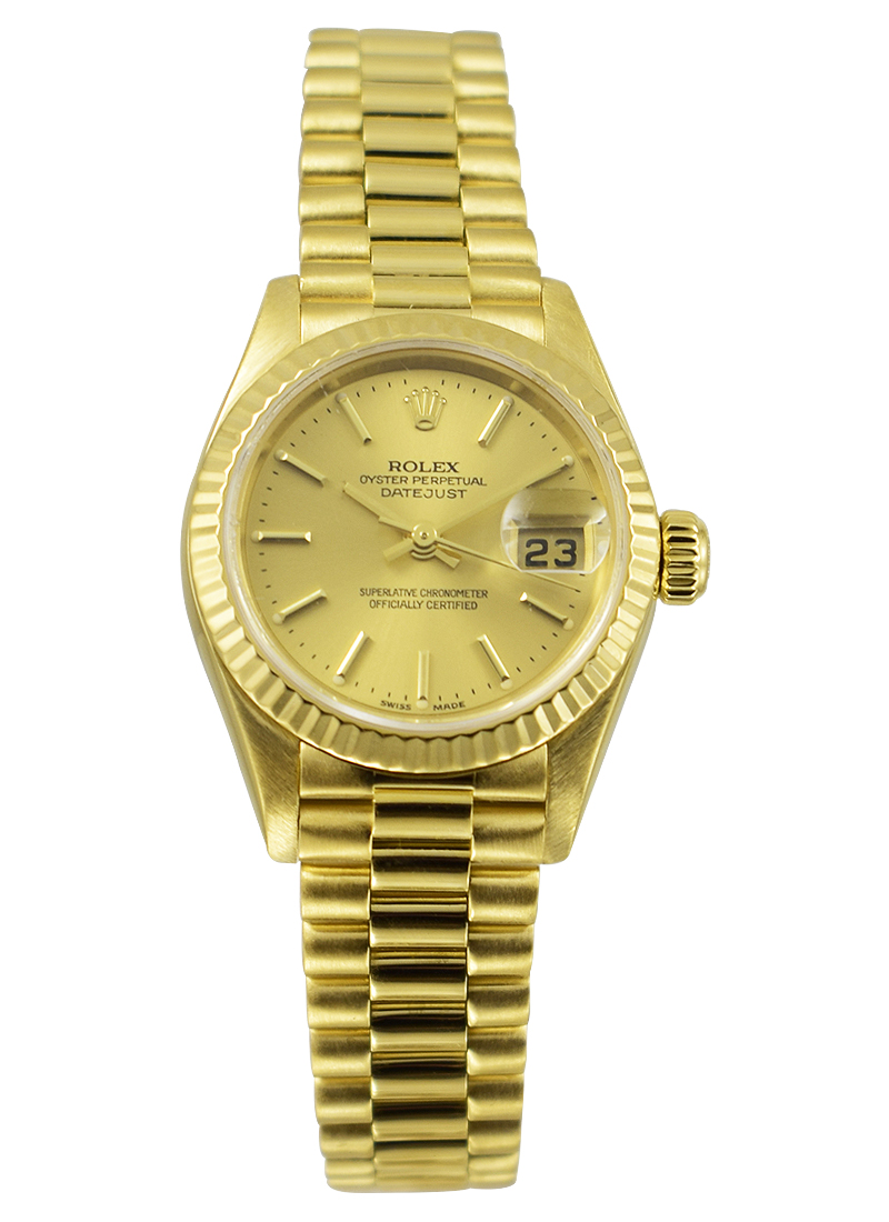 Pre-Owned Rolex President 26mm in Yellow Gold with Fluted Bezel