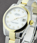 Ladies Datejust 26mm in Steel with Yellow Gold Domed Bezel on Oyster Bracelet with White MOP Diamond Dial